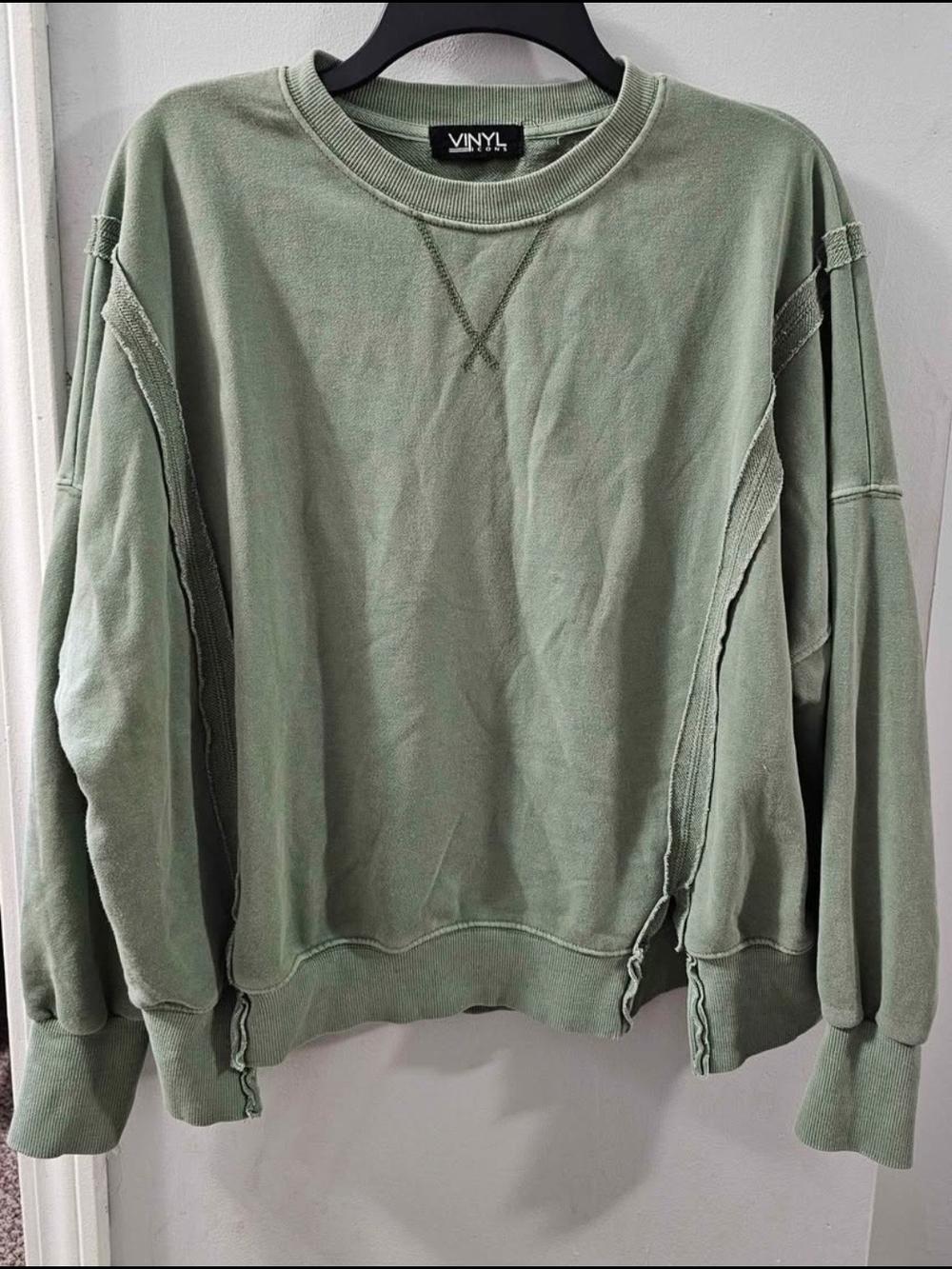 Vinyl Icons Olive Green Womens Crewneck Sweatshirt